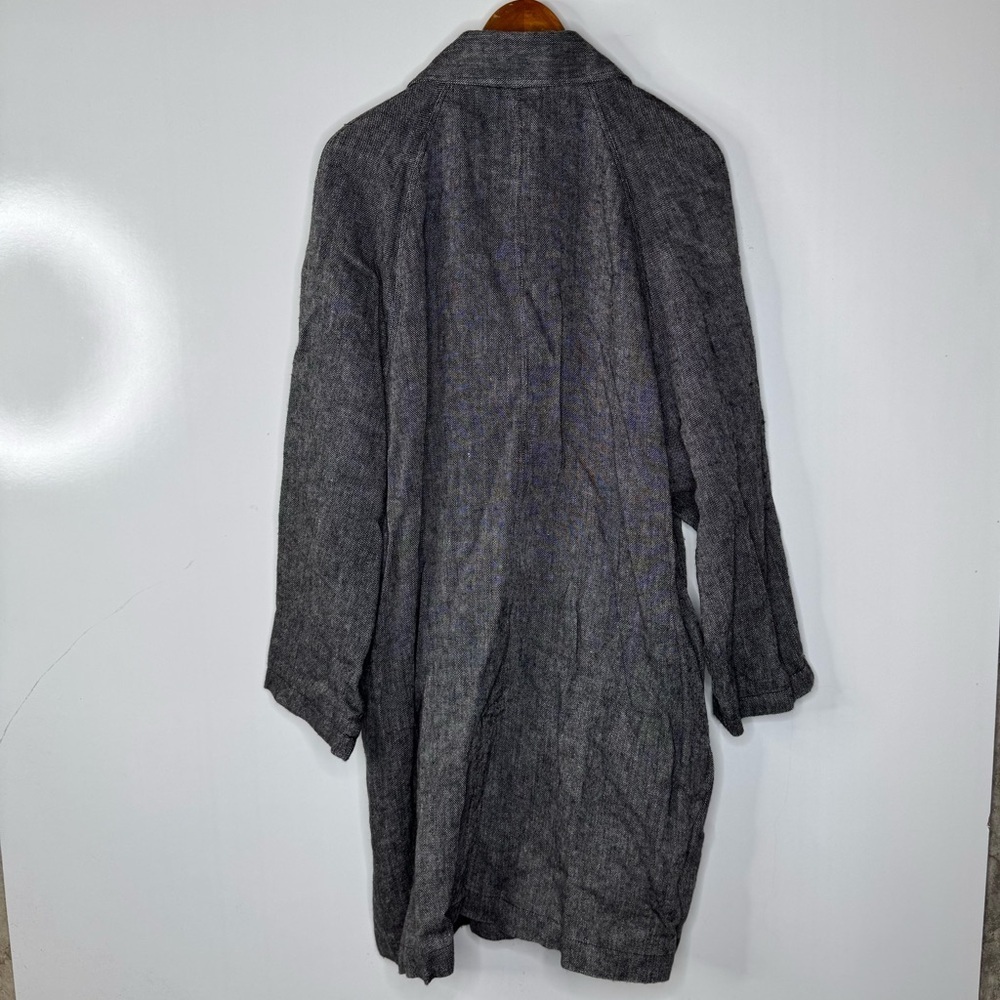 Base Range Lagenlook Sustainable Gray Wool Linen Blend Trench Coat Size Medium - Picture 4 of 7